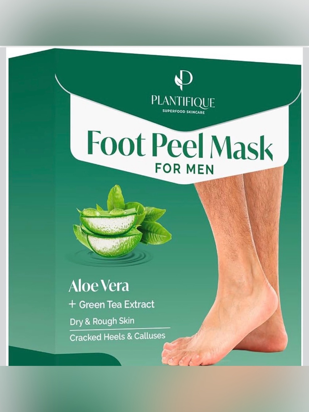Plantifique Men’s Foot Peel Mask Aloe Vera Exfoliating Treatment 1 Pair